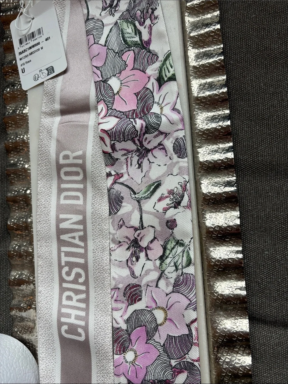 Christian Dior Mitzah W ABC Silk Scarf Rose New